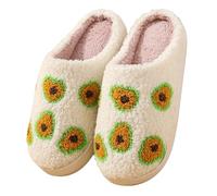 Women Men Fuzzy Memory Foam Slippers Fluffy Winter House Shoes Indoor and Outdoor Cartoon Cute Slippers Strawberry Avocado Christmas Tree Pattern Indoor Shoes (7.5)