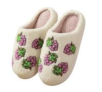 Women Men Fuzzy Memory Foam Slippers Fluffy Winter House Shoes Indoor and Outdoor Cartoon Cute Slippers Strawberry Avocado Christmas Tree Pattern Indoor Shoes (F-1, 3.5)
