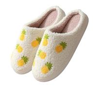 Women Men Fuzzy Memory Foam Slippers Fluffy Winter House Shoes Indoor and Outdoor Cartoon Cute Slippers Strawberry Avocado Christmas Tree Pattern Indoor Shoes (C-1, 4.5)