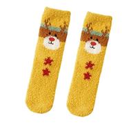 Women Men Fuzzy Socks Fluffy Cozy Winter Warm Super Soft Slipper Socks Grip Socks Home Socks for Halloween Christmas (Xmas Yellow Elk, ONE SIZE)