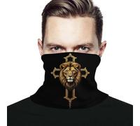 Women Men Headscarf Golden Lion Cross Jesus Neck Gaiter Comfortable Magic Headband Microfiber Bandana For Yoga Running Outdoor