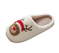 Women Men Home Slippers Men Shoes Flat Warm Home Slippers Cute Santa Print Couple Slippers Woman's Comfy Slippers Slippers Ladies Warm Comfy Indoor Outdoor Home Shoess Wide Fitting Slippers (Red, 5.5)