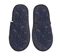 Women Men House Slippers Copper Gold Gloss Outline Lily Flower Cotton Slippers Soft Warm Shoes For Indoor Outdoor, For Hotel, Home, Travel, L