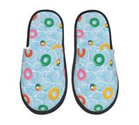Women Men House Slippers Swim Rings Floating Ladies House Slippers Lining Soft Men Shoes, For Hotel, Travel, Home, L