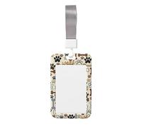 Women Men ID Badge Holder with Lanyard, Personalized Vertical Dog Bones Paw Print ID Card Holders Fashionable Id Case Card Protective Cover for Doctors Nurses Office Staff