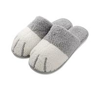 Women Men Indoor Slippers Cute Cat Paw Home Slipper Plush Velvet Winter Warm Thermal Mules Non-Slip Bedroom Office House Office Shoes Christmas Birthday Valentine Gift for Girl Cat Person