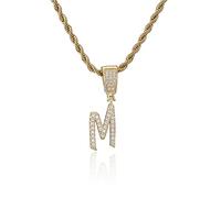 Women Men Initial Chain Zircon Necklace 26 Capital Letter Pendants Unisex Fashion Personality Jewelry 45cm Double Twist Chain