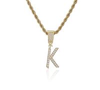 Women Men Initial Chain Zircon Necklace 26 Capital Letter Pendants Unisex Fashion Personality Jewelry 45cm Double Twist Chain