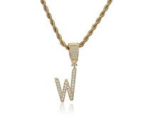 Women Men Initial Chain Zircon Necklace 26 Capital Letter Pendants Unisex Fashion Personality Jewelry 45cm Double Twist Chain