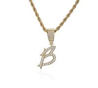 Women Men Initial Chain Zircon Necklace 26 Capital Letter Pendants Unisex Fashion Personality Jewelry 45cm Double Twist Chain