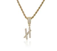Women Men Initial Chain Zircon Necklace 26 Capital Letter Pendants Unisex Fashion Personality Jewelry 45cm Double Twist Chain