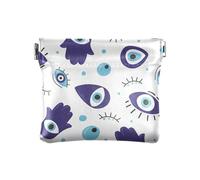 Women Men Leather Coin Purses Waterproof Jewelry, Cartoon Evil Eyes Blue, Girls Women Ladies, Cartoon Evil Eyes Blue, One Size, Travel Accessory
