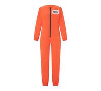 Women Men Prisoner Costume Orange Prison Button Closure Short Sleeve Romper Jumpsuit Halloween Cosplay Costume, B-orange, XL