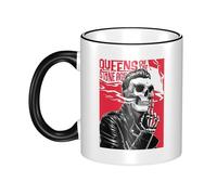 Women Men Q*u*e*e*n*s-Rock Band of The Stone Age Music Ceramic Coffee Mug Funny Adult Ceramic Coffee Cup Humor Black Handle Tea Cups Personalized Design for Coworker Mom Dad 11OZ Coffe Mug