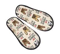 Women Men Slippers I Love French Bulldog House Slippers Deluxe Bedroom Slippers Anti-Skid Indoor Shoes For Travel Party Spa M