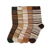 Women Men Socks Couples Autumn Spring Stripe Female Vintage National Traditional Style Cotton Socks Retro,5 Pairs
