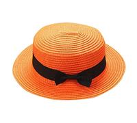 Women Men Straw Boater Hats Cute Bowknot Sun Protecion Foldable Packable Summer Panama Hat Unisex Travel Vacation Beach Hats Orange