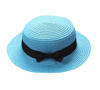 Women Men Straw Boater Hats Cute Bowknot Sun Protecion Foldable Packable Summer Panama Hat Unisex Travel Vacation Beach Hats Dark Blue