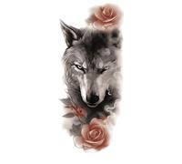 Women Men Tattoo Waterproof Temporary Sticker Animal Fox Wolf Tiger Clock Arm Art Totem Stickers(02)