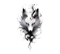 Women Men Tattoo Waterproof Temporary Sticker Animal Fox Wolf Tiger Clock Arm Art Totem Stickers(04)