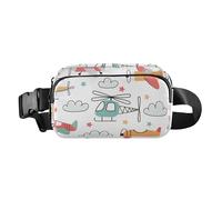 Women Men Teenagers Crossbody Bag Anti Theft Waist Pack Trendy Water Resistant Fanny Waist Pack with Adjustable Strap for Travel Vacation Running, Cartoon Kids Airplane, Cartoon Kids Airplane, One