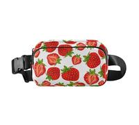 Women Men Teenagers Crossbody Passport Bag Cute Large Capacity Fanny Waist Pack with Adjustable Strap for Travel Shopping Running, Organic Garden Personalized Strawberry Red, Organic Garden