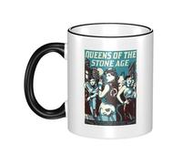 Women Men The Stone Age Rock Band Ceramic Coffee Mug Funny Adult Ceramic Coffee Cup Humor Black Handle Tea Cups Personalized Design for Coworker Mom Dad 11OZ Coffe Mug