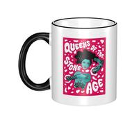 Women Men The Stone Age Rock Band Ceramic Coffee Mug Funny Adult Ceramic Coffee Cup Humor Black Handle Tea Cups Personalized Design for Coworker Mom Dad 11OZ Coffe Mug