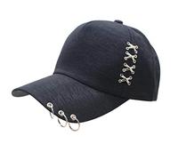 Women Men Unisex Punk Rock Metal for Cross Piercing Baseball Cap Hip Hop Street Ripped Trucker Hats for Hat Customize Ripped Caps for Leopard for Leopard Sports for Criss Cross Black