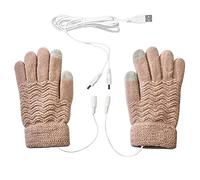 Women & Men USB Heated Gloves Touchscreen Winter Warm Full Finger Gloves Unisex Anti Slip Knitting Hand Gloves for Working Typing Game Sports (women-Light orange)