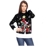 Women Men Various Styles Unisex Christmas Pullover 3D Xmas Knitted Novelty Jumper (Black Very Merry Xmas, 16-18)