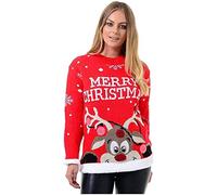 Women Men Various Styles Unisex Christmas Pullover 3D Xmas Knitted Novelty Jumper (Multi Pom Red, 16-18)