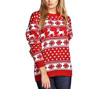 Women Men Various Styles Unisex Christmas Pullover 3D Xmas Knitted Novelty Jumper (Snowflakes Red, 16-18)