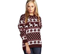 Women Men Various Styles Unisex Christmas Pullover 3D Xmas Knitted Novelty Jumper (Snowflakes Wine, 8-10)