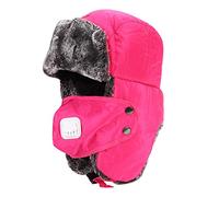 Women Men Winter Ski Hat Warm Faux Fur Trapper Hat Windproof Ski Hats with Ear Flap Thermal Russian Hat for Outdoor Skiing Snowboarding Red