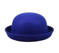 Women Men Wool Felt Bowler Derby Hat Classic Pork-Pie Rolled Brim Fedora Church Dress Hat Unisex Costume Accessory Round Cloche Pork Pie Ribbon Upturn Dressy Elegant Adults Headwear Blue