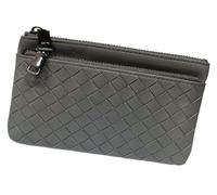 Women Men Woven Wallet Purse PU Leather Weave Card Holder Fashion Clutch Purse Credit Card Holder Leather Zipper Storage Bag, Grey, One Size, Shoulder Bag