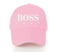 Women Men's Athletic Baseball Fitted Cap Plain Baseball Cap for Men - Classic Essentials Adjustable Sport Casual Sun Visor Hat… (Pink) (boss Lady (White Text))