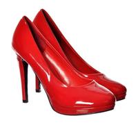 Women Mens Drag Queen Crossdresser Round Toe High Heel Platform Court Shoe Large Sizes 9 10 11 12 (Red Patent, UK Footwear Size System, Adult, Men, Numeric, Medium, 9)
