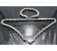 Women Mens Stainless Steel 5mm Byzantine Chain Necklace + Bracelet Set Jewelry