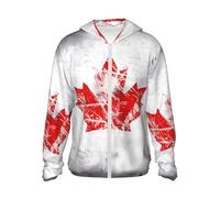 Women & Men's Sun Shirts UPF 50 / Retro Canada Flag Print Light Sun Protection Hoodie, Outdoor Athletic Jacket, Black, L