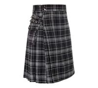 Women Men's Wedding Kilt Traditional Scottish Plaid Kilt Tartan Utility Kilt Military Wedding Utility Kilts Gothic Punk Scottish Festival Kilt (Grey, L)