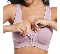 Women Mesh Hollow-out Breathable Underwear Wireless Front Closure Thin Sports Yoga Bra, Comfortable Support for Workout and Active Wear, Seamless Design