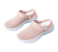 Women Mesh Platform Sandals Slip On Summer Leisure Footwear Air Cushion Comfort Trainers Backless Closed Front Casual Walking Beach Holiday Lightweight Outdoor Shoes Pink