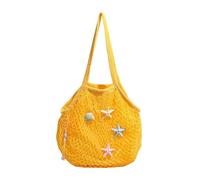 Women Mesh Shopping Bag Lightweight & Portable Beach Bag Starfish Shell Decor with Pendant for Summer Vacation Casual Commute Daily Use