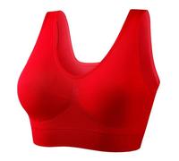 Women Mesh Sport Large Size Bras Push Up Athletic Bra Adjustable Padded Deep V Wide Strappy Underware Leisure Stretch Breathable Athletic Bras for Women Running Gym Fitness Wearings (Red, XXXL)