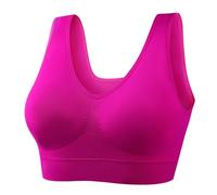 Women Mesh Sport Large Size Bras Push Up Athletic Bra Adjustable Padded Deep V Wide Strappy Underware Leisure Stretch Breathable Athletic Bras for Women Running Gym Fitness Wearings (XXXXL) Hot Pink