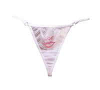 Women Mesh Thongs Panties T Back See Through Soft G-Strings Stretchy Hipster Stretch Briefs Comfort Underwears Thong Low Rise Briefs Soft T-Back Panties No Show Lace Bikini Panties, (White, One Size)
