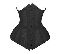 Women Mesh Underbust Corset Cotton Steel Boned Short Torso Waist Cincher Waspie Curvy Corset K-20M Black (3XS)