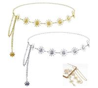 Women Metal Sun Waist Chain, Gold and Silver Chain Belt for Women, Stylish Belly Chain for Beach, Party, and Daily Outfits, Adjustable Body Chain Accessory